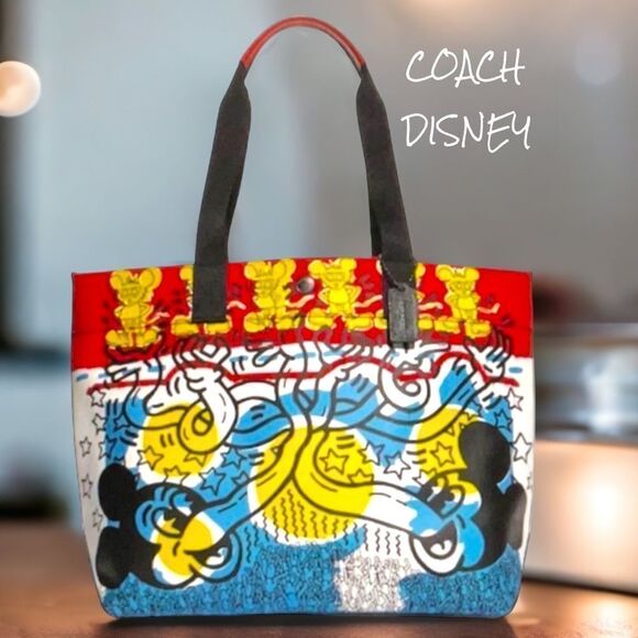 NEW COACH DISNEY MICKEY MOUSE X KEITH HARING TOTE SHOULDER BAG - Picture 2 of 16
